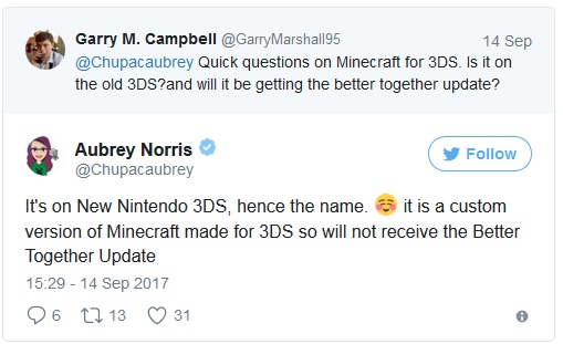 Minecraft Better Together Update Not Coming To New 3ds Version Of The Game Stone Marshall Author