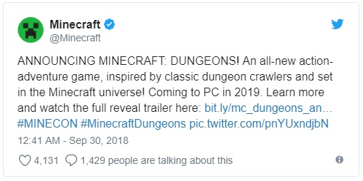 ‘Minecraft’ Announces New Dungeon-Crawling Spinoff Game