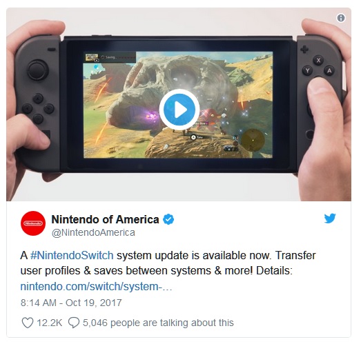 Nintendo Switch Update 4.0.0 Lets You Transfer Your Saves to Another System [Update]